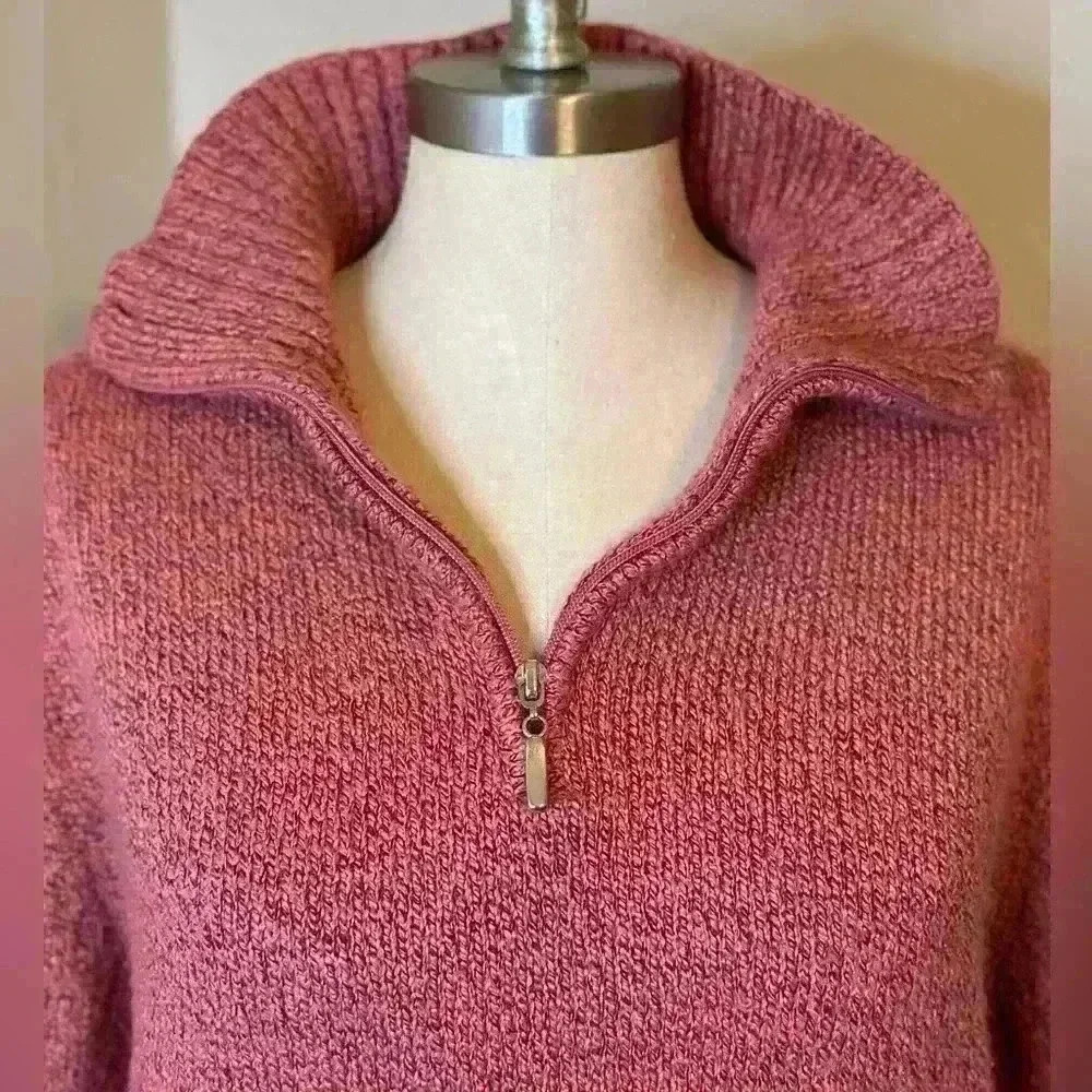 Pink Mock-Neck Quarter-Zip Sweater‎ Sz XL